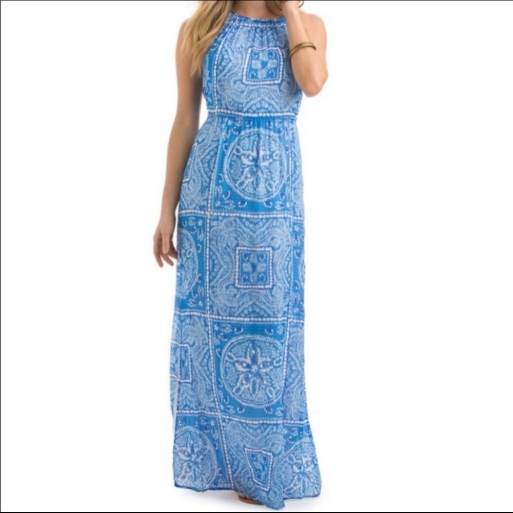 Vineyard Vines Sand Dollar Scarf Print Maxi Dress
